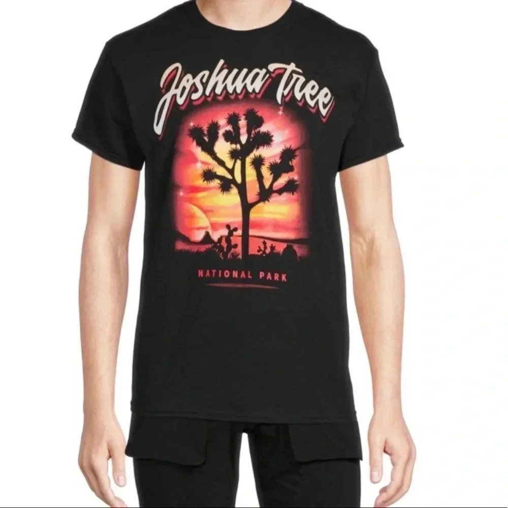 Men's Joshua Tree National Park Graphic T-Shirt Black Brand New